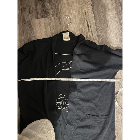 Dharana Movement Hand Embroidered Black Cotton Open Front Kimono Cardigan M/L - Picture 5 of 6